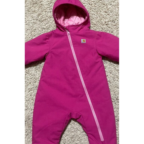 Carhartt Infant Sz 6 Hot Pink Bunting Snowsuit Insulated Quilt-Lined EXCELLENT - Picture 3 of 11